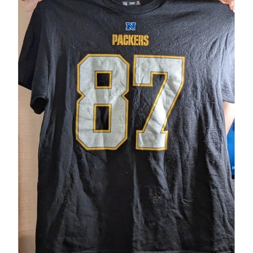 NFL Black 87 Jordy Nelson Green Bay Packers Tee‎ T-Shirt Size Large